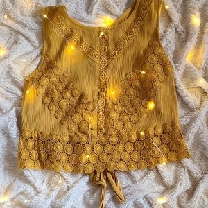 Yellow Boho Crop Top